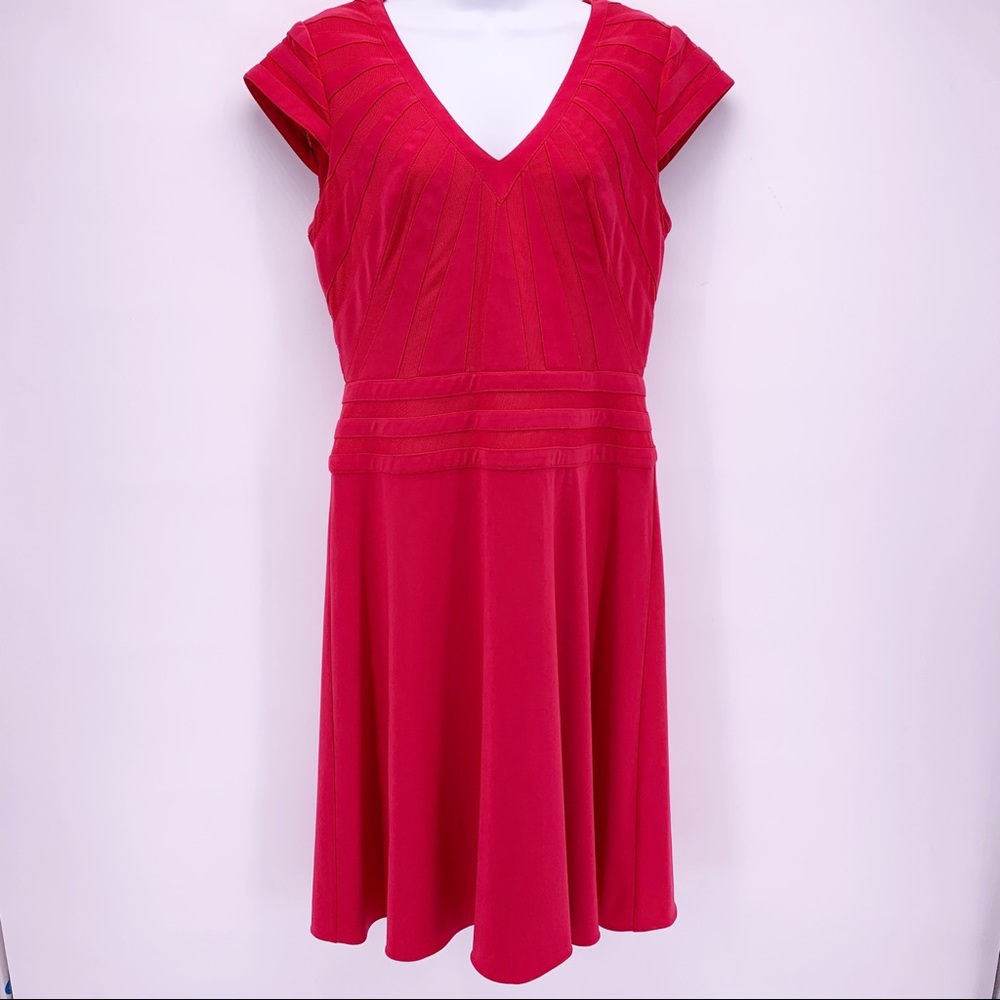 Adrianna Papell Red Cap Sleeve Midi Dress Sz 6